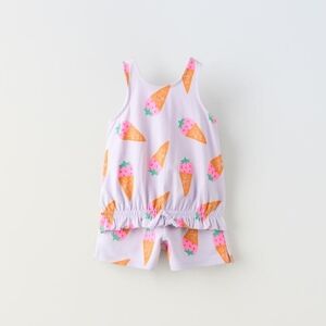ZARA KIDS PRINTED TANK TOP AND BERMUDA SHORTS 2 PIECES SET